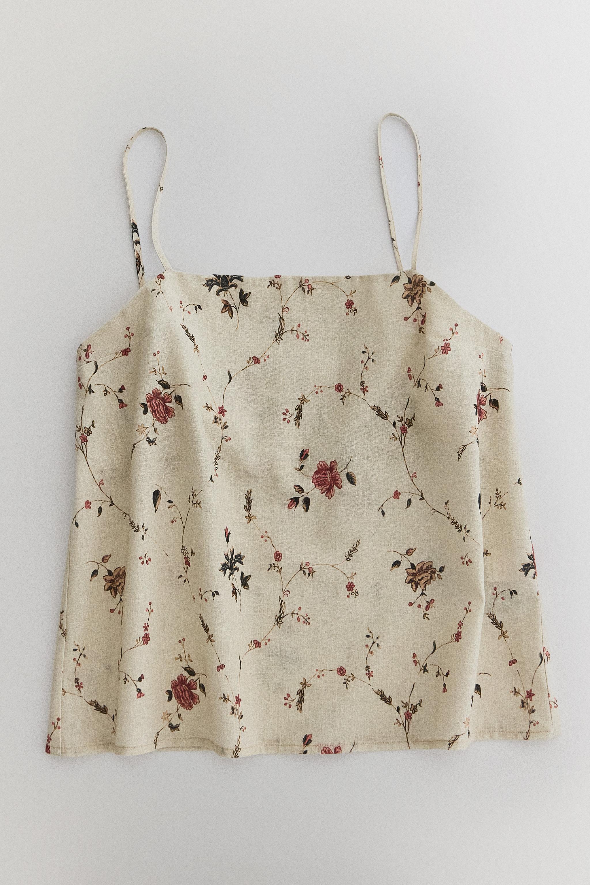 KATHARINE POLE FLORAL COTTON AND LINEN TOP